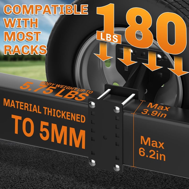 WELLUCK Trailer Spare Tire Mount for Utility Boat Trailer 3-Nuts Spare Tire Carrier Fits 4/5/6/8 Lugs Trailer Wheels on 4", 4.5'', 4.75'', 5'', 5.5'', 6'' and 6.5"Bolt Patterns,180Lbs, Anti-Theft Rope - Image 2